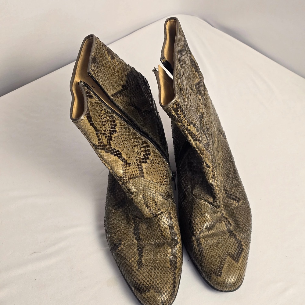 Brass Boot Mens 9 Snakeskin Python Ankle Boots Side Zip Exotic Leather Spain